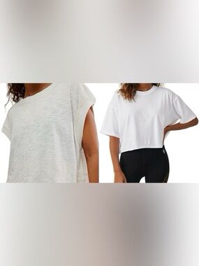 Free People lot of 2 tees- My time tee and Inspire Tee- both white